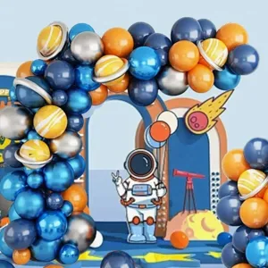Ruimtevaart astronaut ballonnen boog set voor kinder verjaardag feest achtergrond decoratie.