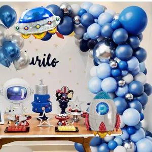 Ruimte thema verjaardag feest ballon set met astronaut raket UFO ballon boog decor.