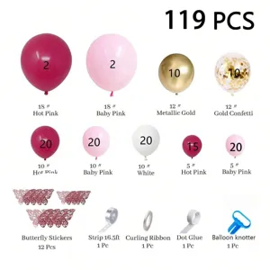 119 pcs pink gold butterfly balloon arch kit for kids birthday party backdrop decoration