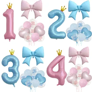 Kronen-Zahlenballon-Set Junge Mädchen Babyparty Geburtstagsfeier Dekoration Aluminiumfolie Latex-Ballon-Set