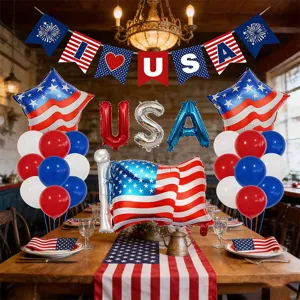 Amerikaanse Onafhankelijkheidsdag feestdecoratie set met USA letterballonnen en sterfolieballonnen.