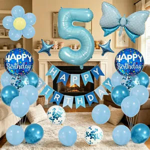 Conjunto de decoracion de globos de fiesta de cumpleaños con globos de numero 5