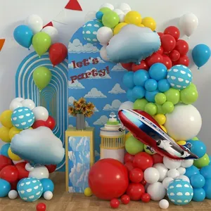 Kit d'arche de ballon nuage avion pour fete d'anniversaire bebe theme aviation.