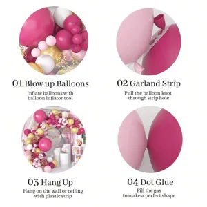 Pink gold butterfly balloon garland arch DIY kit assembly instruction guide step by step.