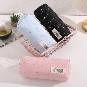 Süßer Sternen-Leinwand-Mäppchen mit Reißverschluss, große Kapazität Schreibwaren-Tasche.