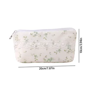 Astuccio floreale in stile coreano dolce, graziosa custodia cancelleria con finiture in pizzo.