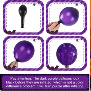 Dark purple Halloween balloons set, black before inflation and purple after, latex party decor.