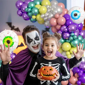 Halloween balloon arch kit purple green eyeball balloons spooky party decorations spooky props