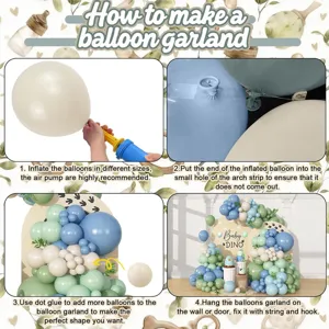 Kit d'arche de ballon bleu vert Morandi avec pompe et chaîne pour fête d'anniversaire chic
