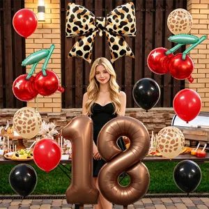 Details zum amerikanischen Retro-Leo-Kirsch-Ballon-Set fur Geburtstagsparty-Dekoration.