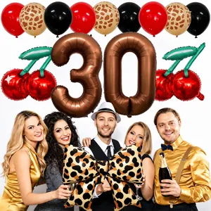Amerikanisches Retro-Leopard-Kirsch-Ballon-Set für 30. Geburtstag Party-Dekoration