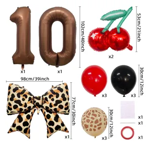 Retro Leopard Print Kirsche Ballon Set für perfekte Mädchen Geburtstag Party Dekoration.