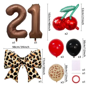 Amerikanisches Retro-Leopardenmuster Kirsch Ballon Set für Geburtstag Party Dekorationen.