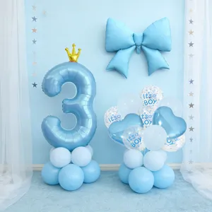 Kronennummer und Schleife Ballon Set für Babyparty Geburtstag Party Dekoration Zubehör
