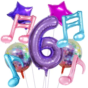 Set di palloncini in alluminio nota musicale disco viola decorazione festa Y2K.