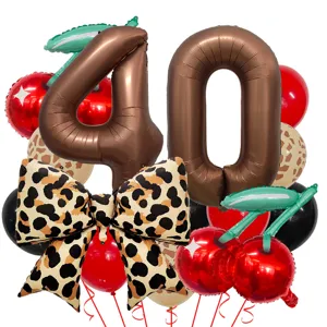 Retro Leo Kirsche Ballon Set Detail für coole Mädchen Geburtstag Party Dekoration.