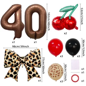 Amerikanischer Retro-Leoparden-Kirsch-Ballon-Set für heiße Mädchen Geburtstag Party Deko