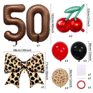 Amerikanisches Retro-Leoparden-Kirsch-Ballon-Set Hot-Girl-Themen-Geburtstagsparty-Dekoration