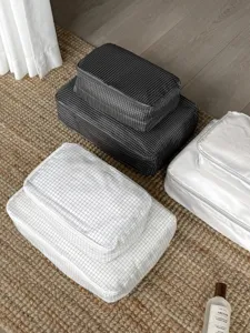 Grid travel storage bags set, portable packing organizers for suitcase and luggage wardrobe.