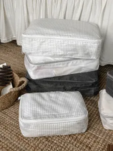 Grid travel storage bags set portable packing cubes suitcase organizers underwear clothes