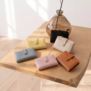 Women macaron multi-slot folding zipper wallet detail view, stylish and spacious card holder.