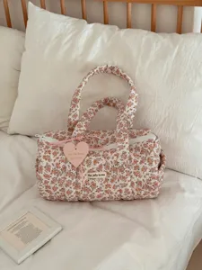 Borsa da viaggio trapuntata a fiori grande capacità borsa fasciatoio carina borsa mano