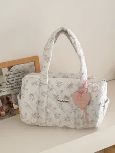 Borsa a mano trapuntata a fiori, grande borsa da viaggio e borsa fasciatoio per mamma.