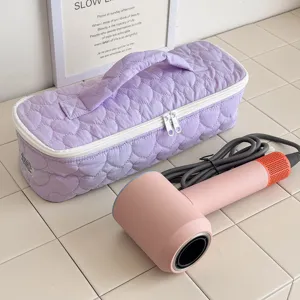 Borsa Portaoggetti Trapuntata a Cuore per Asciugacapelli Organizzatore da Viaggio Portatile Pochette Protettiva Donna