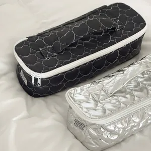 Borsa trapuntata a cuore, organizer da viaggio portatile per asciugacapelli e cosmetici, chic