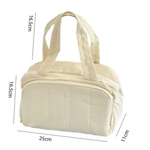 Solid color nylon toast cosmetic bag large capacity portable travel toiletry storage.