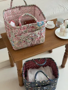 Großer gesteppter Blumen Aufbewahrungskorb für Zuhause, Wäsche, Spielzeug und Tischordnung.