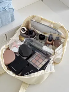 Solid nylon toast makeup bag large capacity cloud cosmetic storage pouch portable toiletry bag