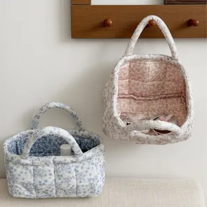 Koreaanse stijl bloemen corduroy opbergmand voor desktop en huiselijke rommel organizer