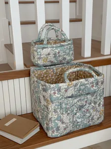 Gesteppter Stoff Aufbewahrungskorb Set mit Blumenmuster, große Organizer Box für Haushalt.