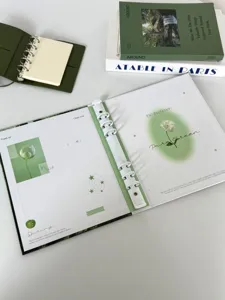 Carpeta de anillas A5 verde para tarjetas fotográficas recargable álbum estético chic