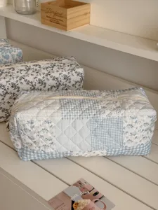 Borsa portaoggetti trapuntata floreale pochette cosmetica portatile organizzatore viaggio