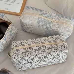 Borsa trapuntata per asciugacapelli floreale astuccio da viaggio portatile con chiusura a zip