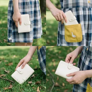 Carnet a anneaux en cuir vernis style coreen avec ettoile et portefeuille multifonction