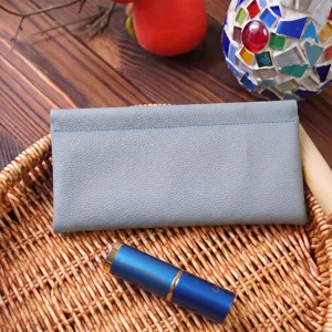 Borsa portaoggetti grigia in pelle PU con chiusura elastica, mini portamonete per cavi.