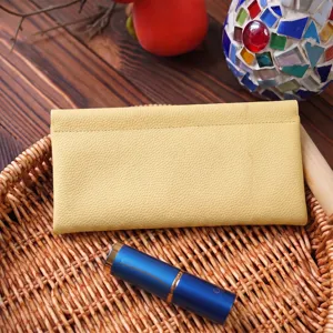 Portafoglio squeeze in pelle PU gialla, mini borsa di stoccaggio portatile per cavi e cuffie.