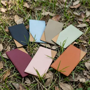 Minimalist ultra-thin leather card holder, multi-color portable wallet for daily outdoor use.
