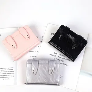Cute shiny leather rabbit passport holder with bunny ears, multi card slots wallet.