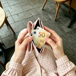 Korean style pink bow card holder slim short wallet for women, cute and minimalist design.