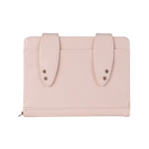 Cute pink rabbit ear passport holder leather card wallet multi slot document organizer detail view.