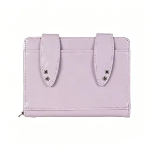 Cute light purple glossy leather passport holder with cute bunny ear design card bag.
