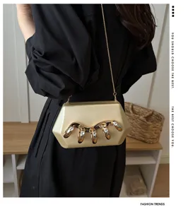 Acryl Abendtasche Gold Kette Umhängetasche Luxus Strass Handtasche für Damen Elegant