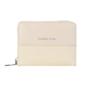 Women short bifold wallet denim patchwork PU leather zipper coin purse casual compact card holder