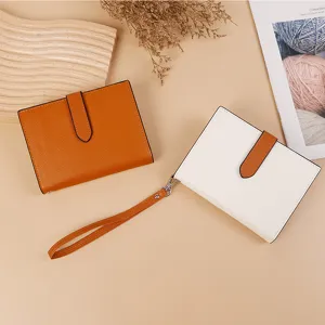 Minimalist color-block women's wallet passport holder multi-functional card travel organizer