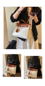 Canvas lederen schoudertas dames forens shopper tas modieuze kleuraanpassing