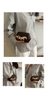Modische Sommer Acryl Clutch Tasche mit goldenem Metall Dekor und Kette Schultergurt.